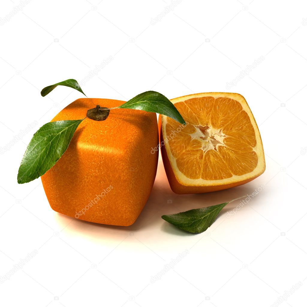 Fresh natural cubic orange