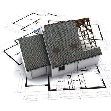 House on architect blueprints clipart