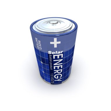 Rechargeable battery with solar energy clipart