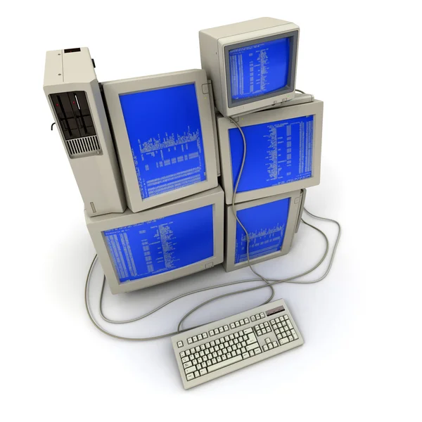 Montón de ordenadores antiguos — Foto de Stock