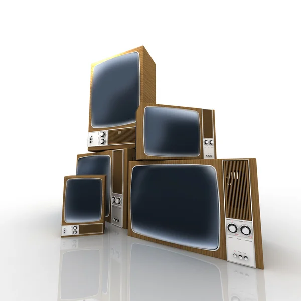 堆的老式电视机 — 图库照片