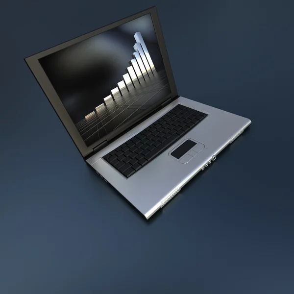 Laptop mit fließenden Bildschirmschoner — Stockfoto