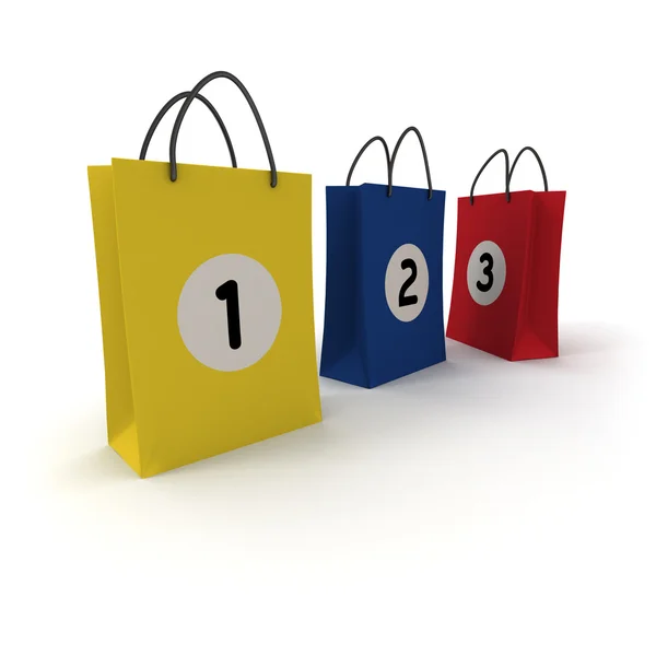 Numbered shopping bags — Stock Photo, Image