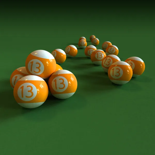 Orange biljard bollar nummer 13 — Stockfoto