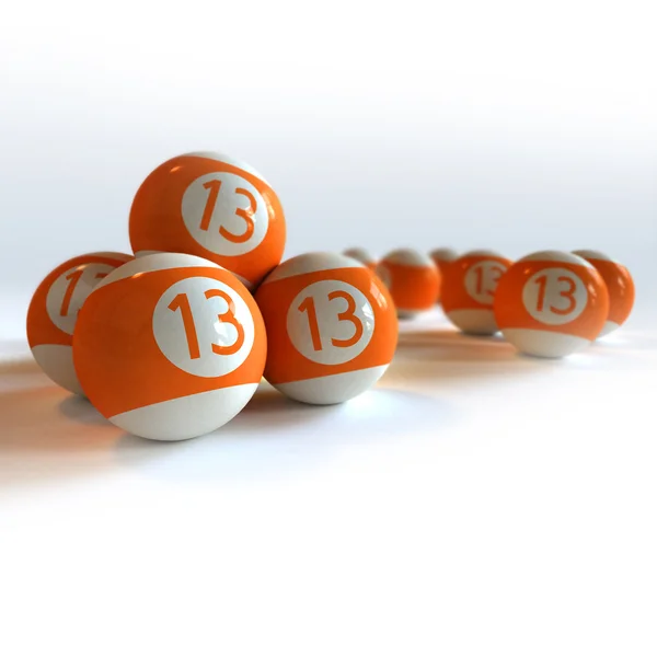 Bolas de billar naranja con número 13 —  Fotos de Stock