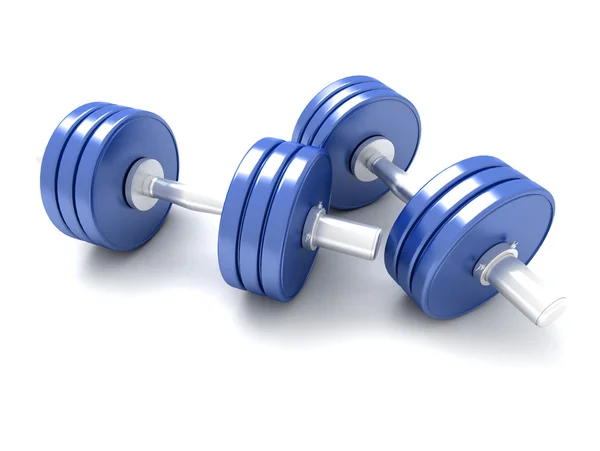 Pair of blue dumbbells — Stock Photo, Image