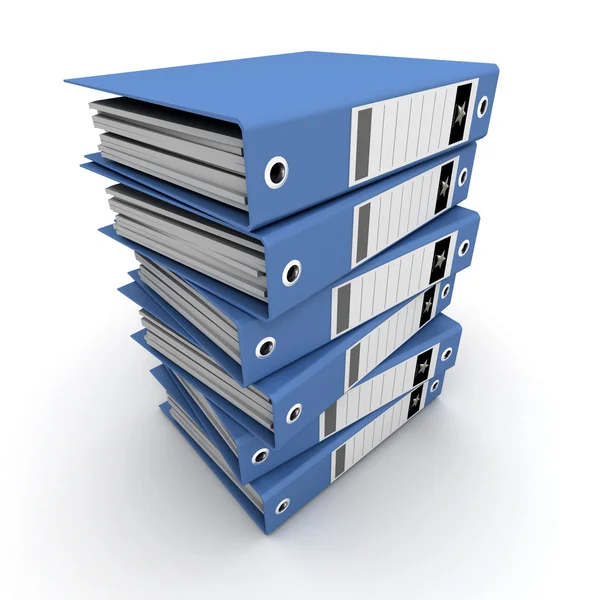 Pile of blue ring binders — Stock Photo, Image
