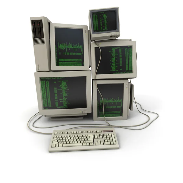 堆的老式计算机 — 图库照片