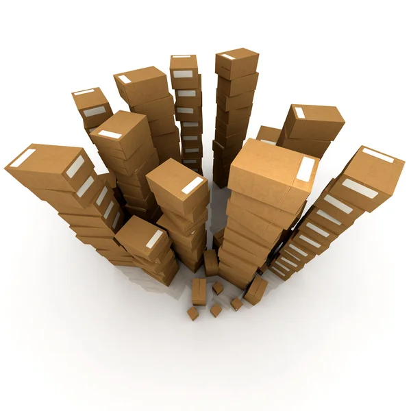 Grandes pilhas de caixas de papelão — Fotografia de Stock