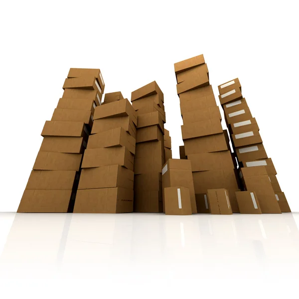 Enorme stapels van kartonnen dozen — Stockfoto