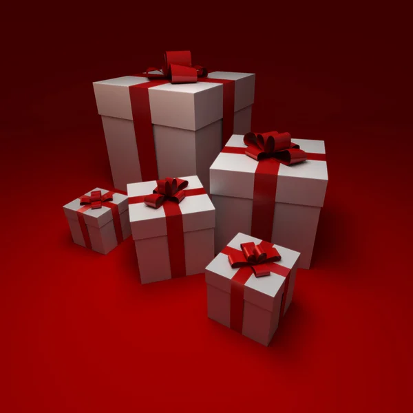 Красно-белые подарки — стоковое фото