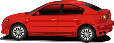 Beautiful red car. Profile clipart