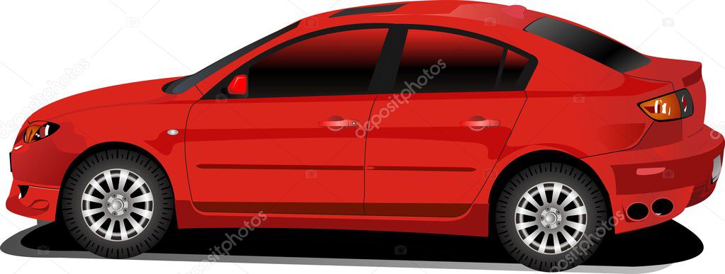 Beautiful red car. Profile