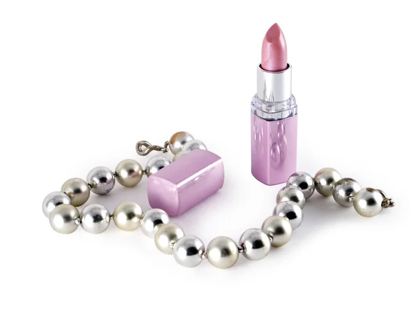 Lipstick&beads — Stock Photo, Image