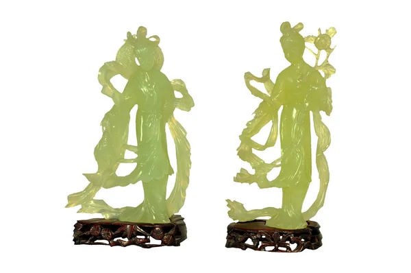 Par de staue de jade chino antiguo —  Fotos de Stock