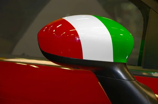 stock image Italian flag on rear view mirror