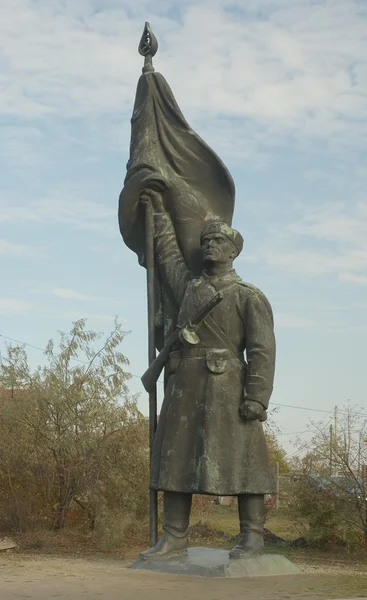 빨강 육군 군인 동상 — 스톡 사진