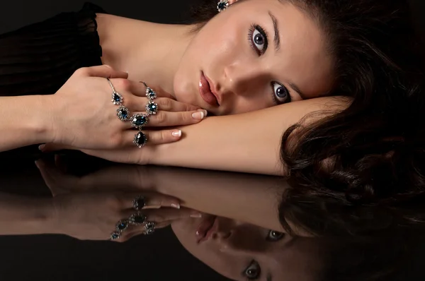 Saffier en diamant juwelen — Stockfoto
