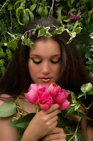 Fairy with Flowers — Stock Photo, Image