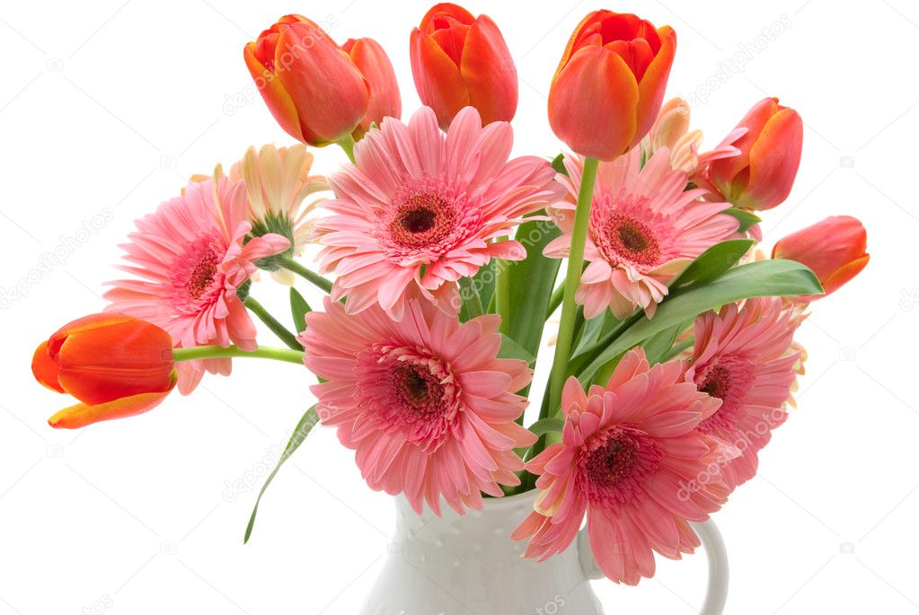 Gerberas y tulipanes fotos de stock, imágenes de Gerberas y tulipanes sin  royalties | Depositphotos