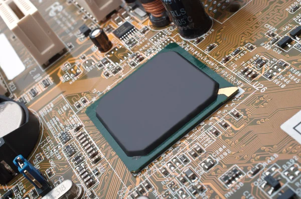 Macro photo of computer motherboard — Stock Photo, Image