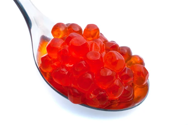 Colher cheia de caviar vermelho — Fotografia de Stock