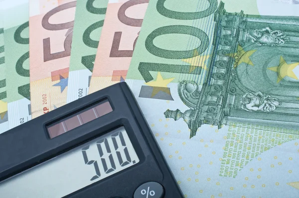Kalkulačka a euro bankovek — Stock fotografie