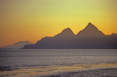 Sunset bulvarında Adaları lofoten - Norveç