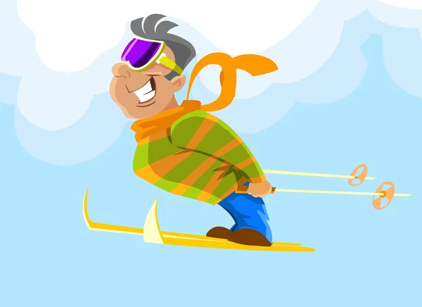 ジャンプ中に freerider スキーヤー — ストックベクタ