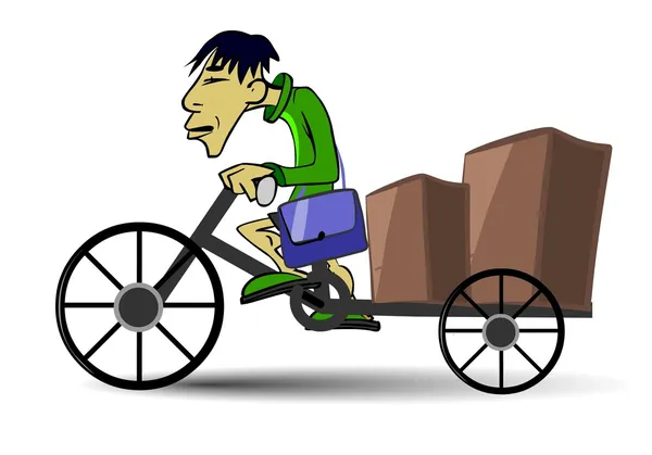 Vietnamita carteiro ciclismo com caixas — Fotografia de Stock