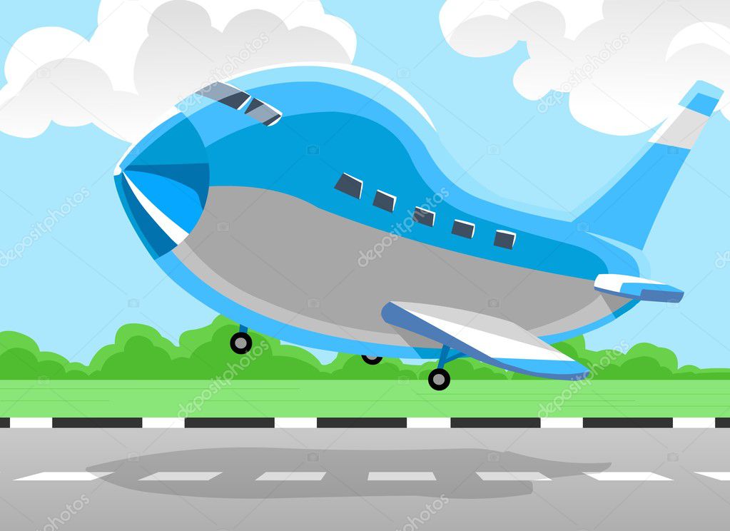 cartoon airplane taking off