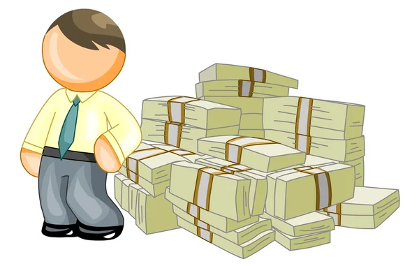 Man leans on money — Stock Vector
