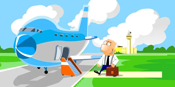 Geschäftsmann steigt ins Flugzeug — Stockfoto