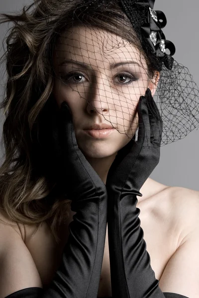 Stunning Brunette Model in Veil — Stock Photo, Image