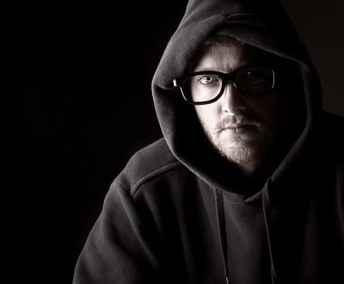 Hooded Geeky Male clipart