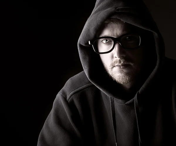 Hooded Geeky Male — Stock Photo, Image