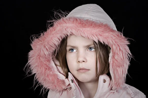 Roztomilé dítě v růžovou kapucí — Stock fotografie