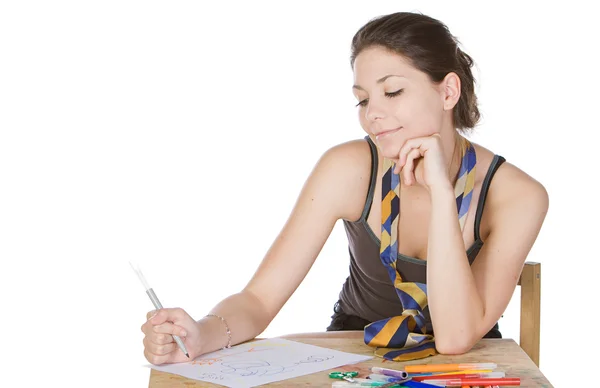 stock image Shot of a Teenager Girl Doodling