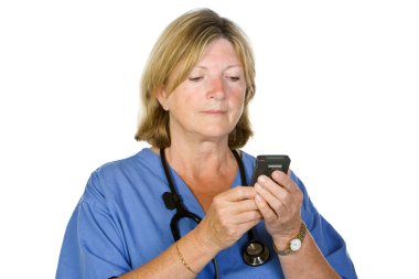 Doctor Checking Pager clipart