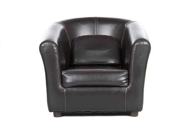 stock image Brown Leather Armchair on White