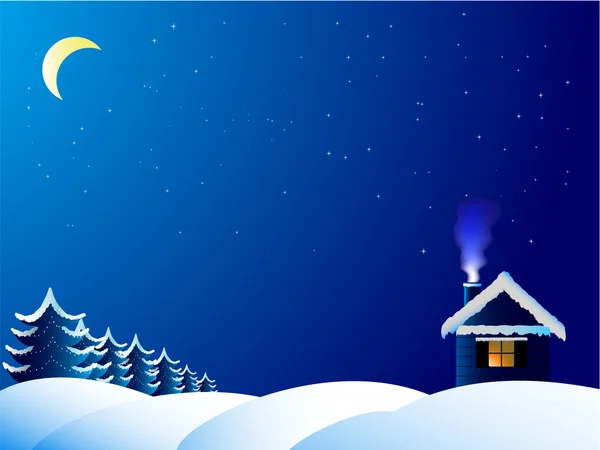 stock vector The lonely house in frosty night