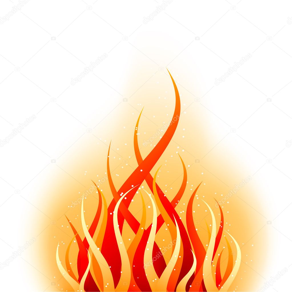 Vector fire on a white background
