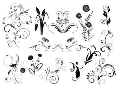 Set of floral elements clipart