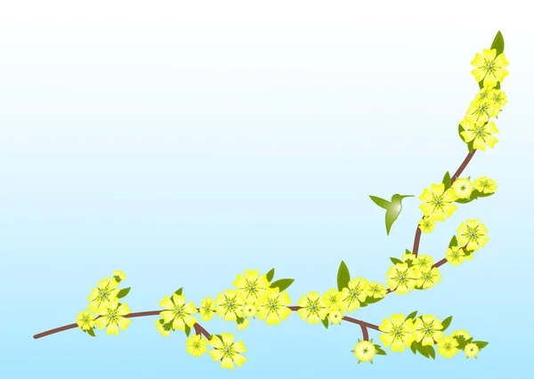黄色の花の枝 — ストックベクタ