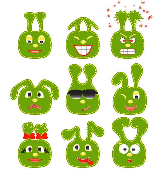 Stock vector Set of nine green smileys