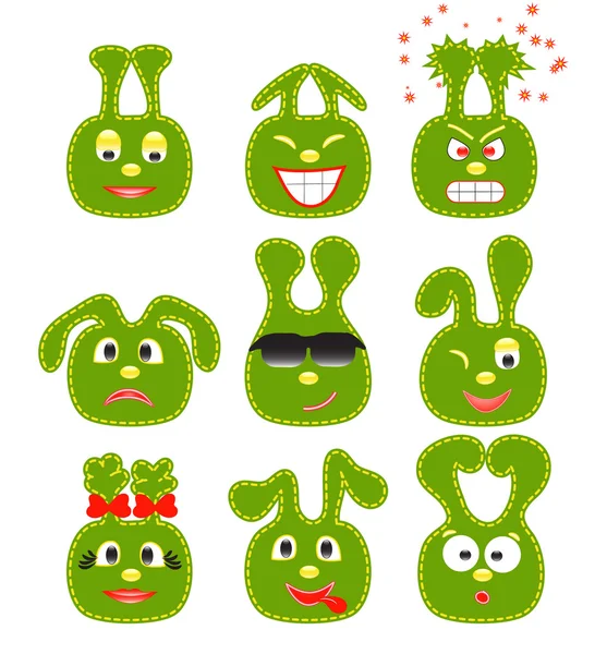 Набір з дев'яти зелених посмішок Ліцензійні Стокові Вектори