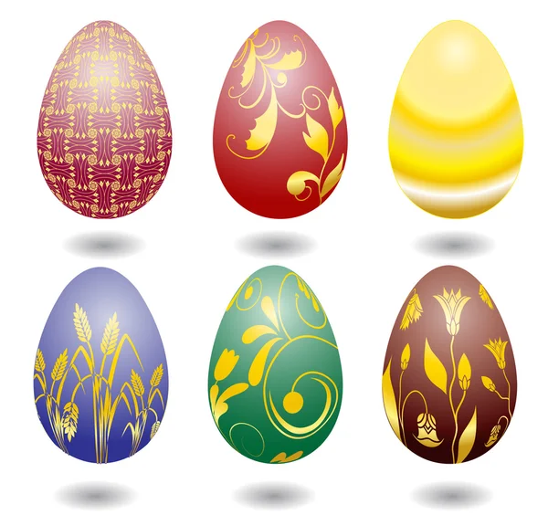 stock vector Six color easter eggs