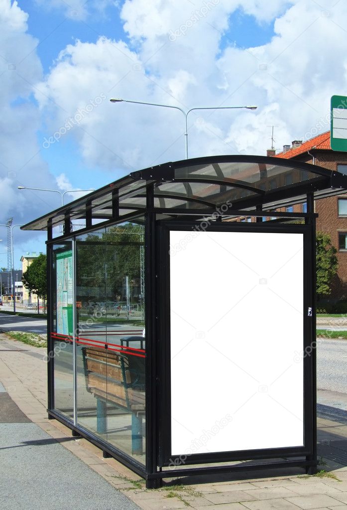 Bus stop with blank bilboard HDR