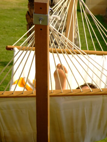 Relaxing vacation on hammock — Stock Photo, Image