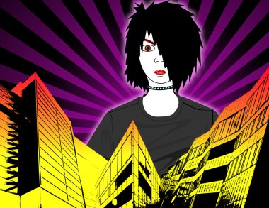 Emo city kid clipart